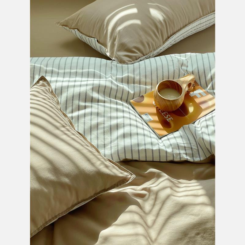 Duvet Cover Set Cotton Percale 4-Piece With Fitted Sheet