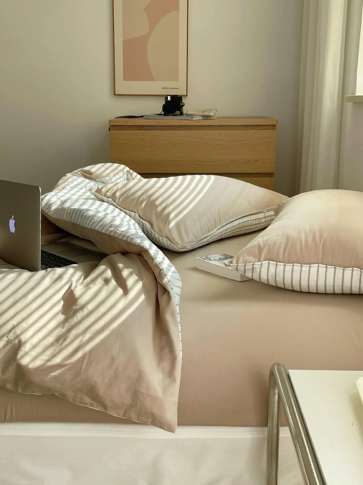 Duvet Cover Set Cotton Percale 4-Piece With Fitted Sheet