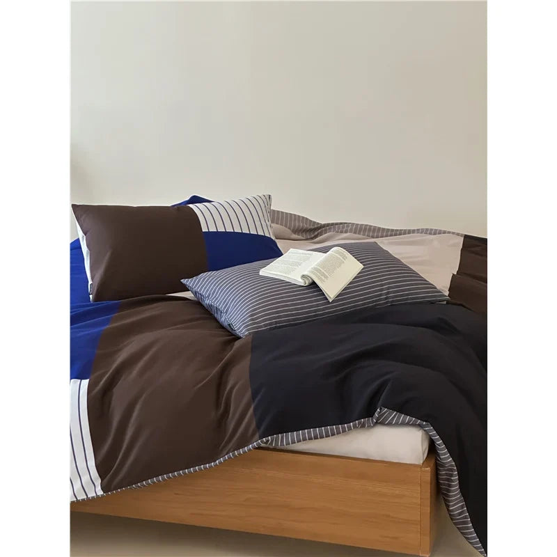 Duvet Cover Set Cotton Percale Breathable Reversible