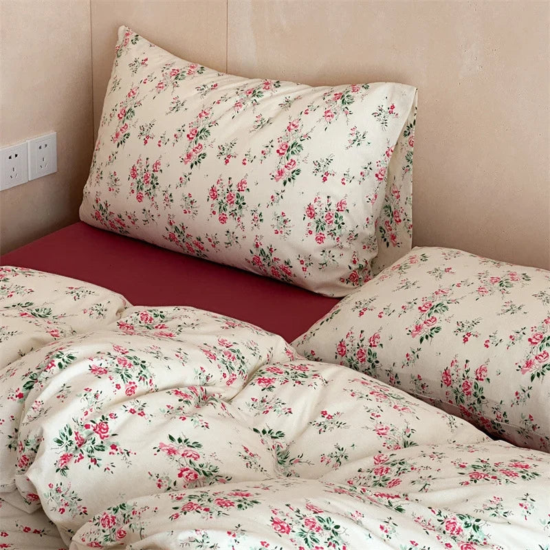 Duvet Cover Set Cotton Percale Vintage Rose