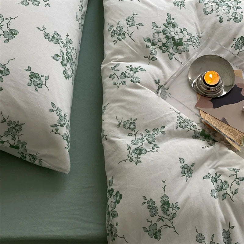 Duvet Cover Set Cotton Percale Wildflower Print Pillowcases Included