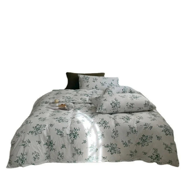 Duvet Cover Set Cotton Percale Wildflower Print Pillowcases Included