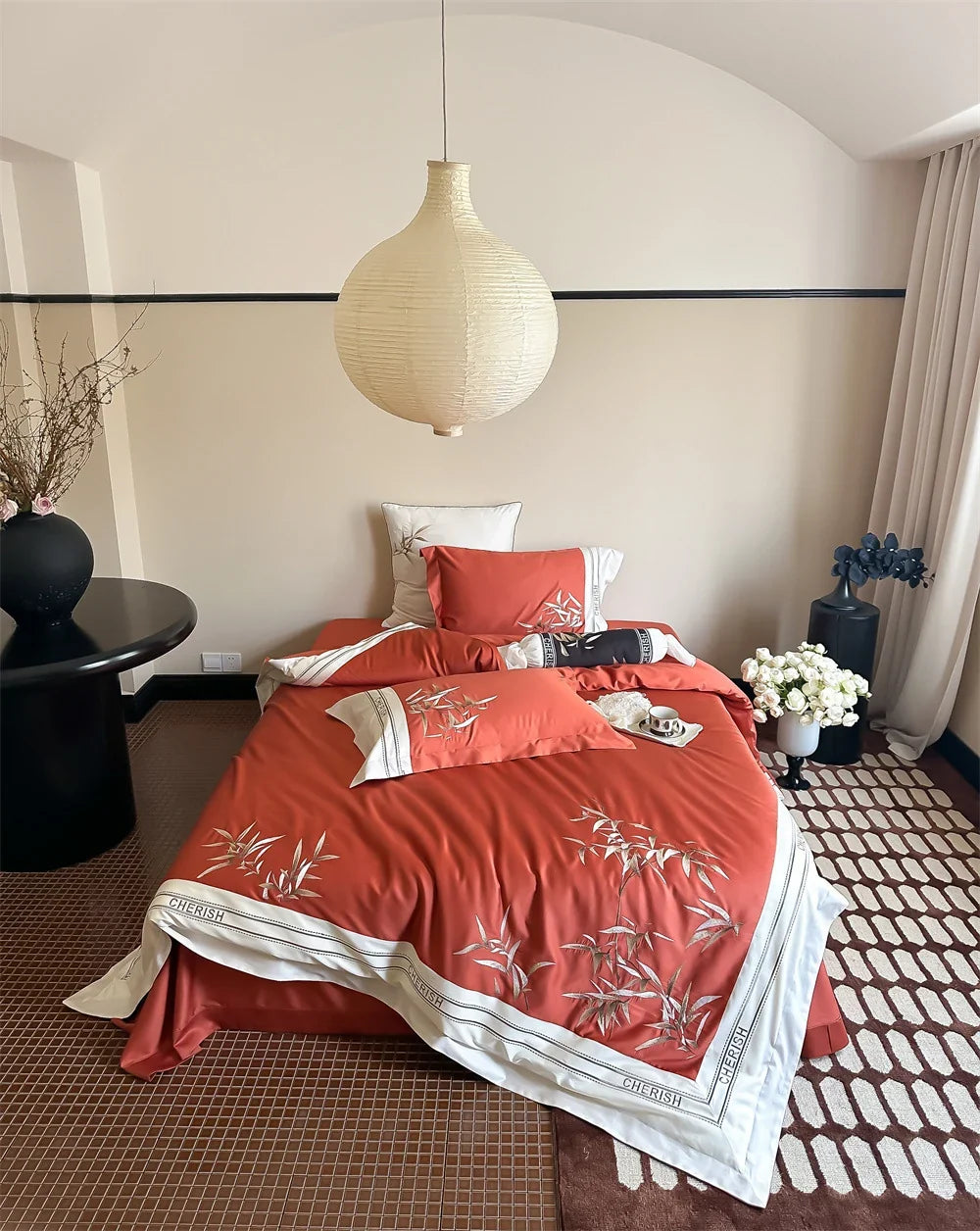 Duvet Cover Set Cotton Satin Embroidered Bamboo Easy Care