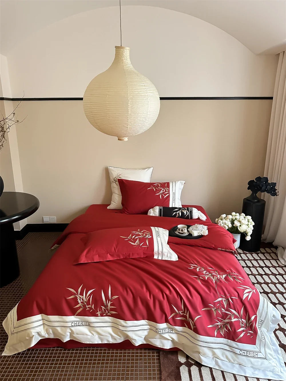 Duvet Cover Set Cotton Satin Embroidered Bamboo Easy Care