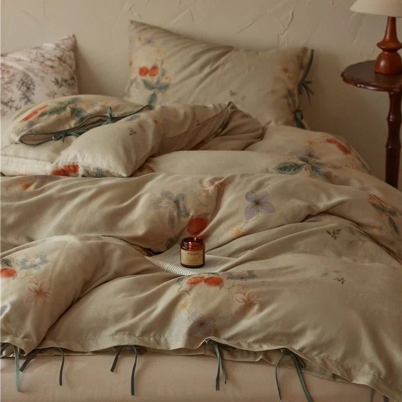 Duvet Cover Set Cotton Satin Hotel Closure & Ties