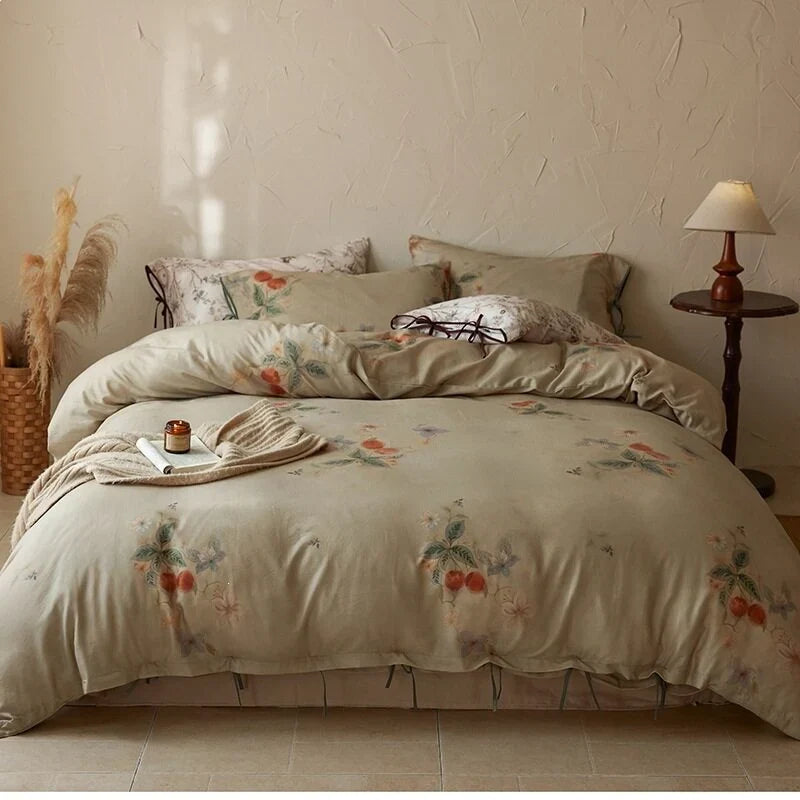 Duvet Cover Set Cotton Satin Hotel Closure & Ties