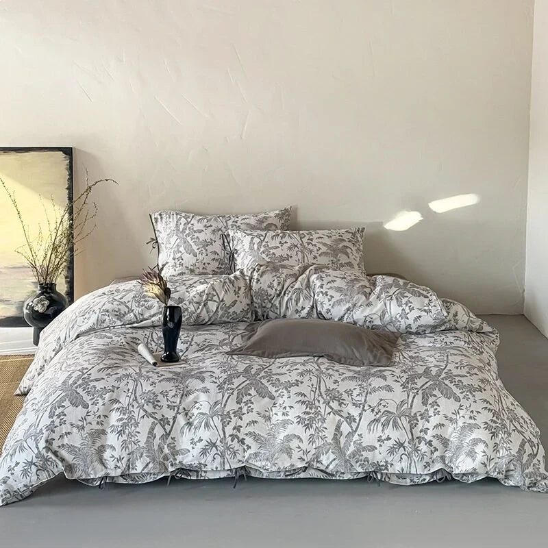 Duvet Cover Set Cotton Satin Hotel Closure & Ties