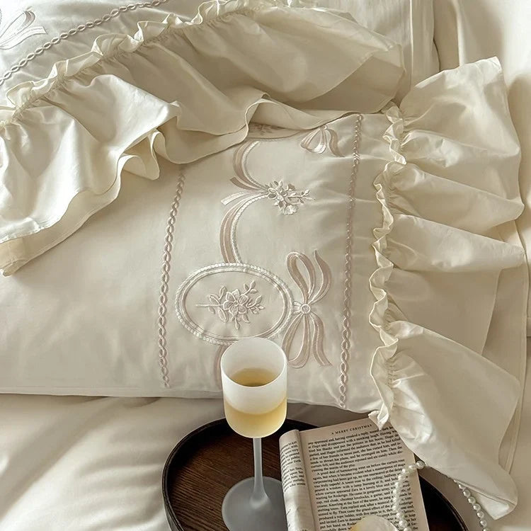 Duvet Cover Set Cotton Satin Ornamental Embroidery