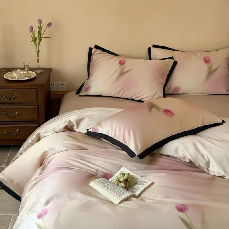 Duvet Cover Set Cotton Satin Temperature-Regulating