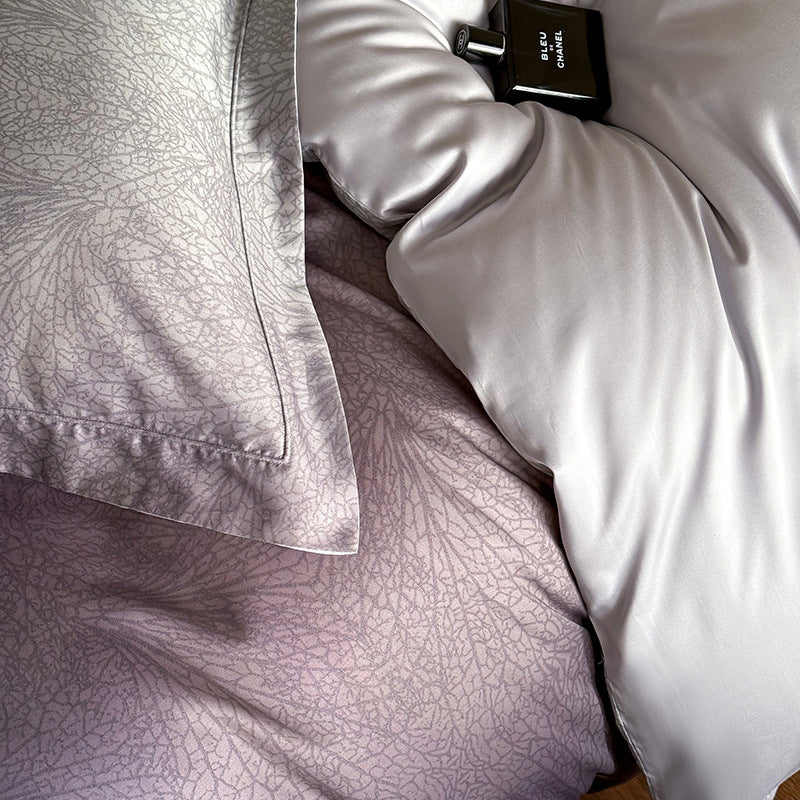 Duvet Cover Set Cotton Satin Tonal Jacquard Reversible