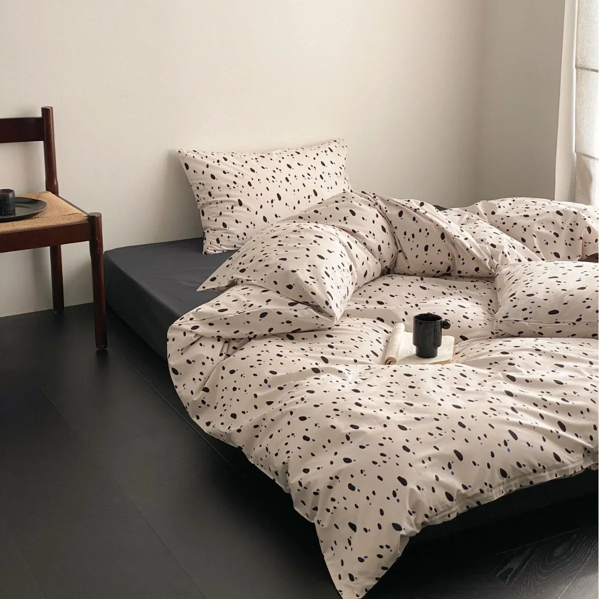 Duvet Cover Set Cotton Satin Watercolor Rose Print