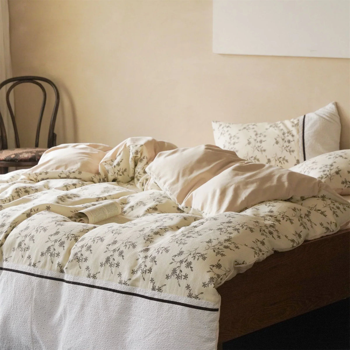 Duvet Cover Set Cotton Waffle Floral Four-Piece Set