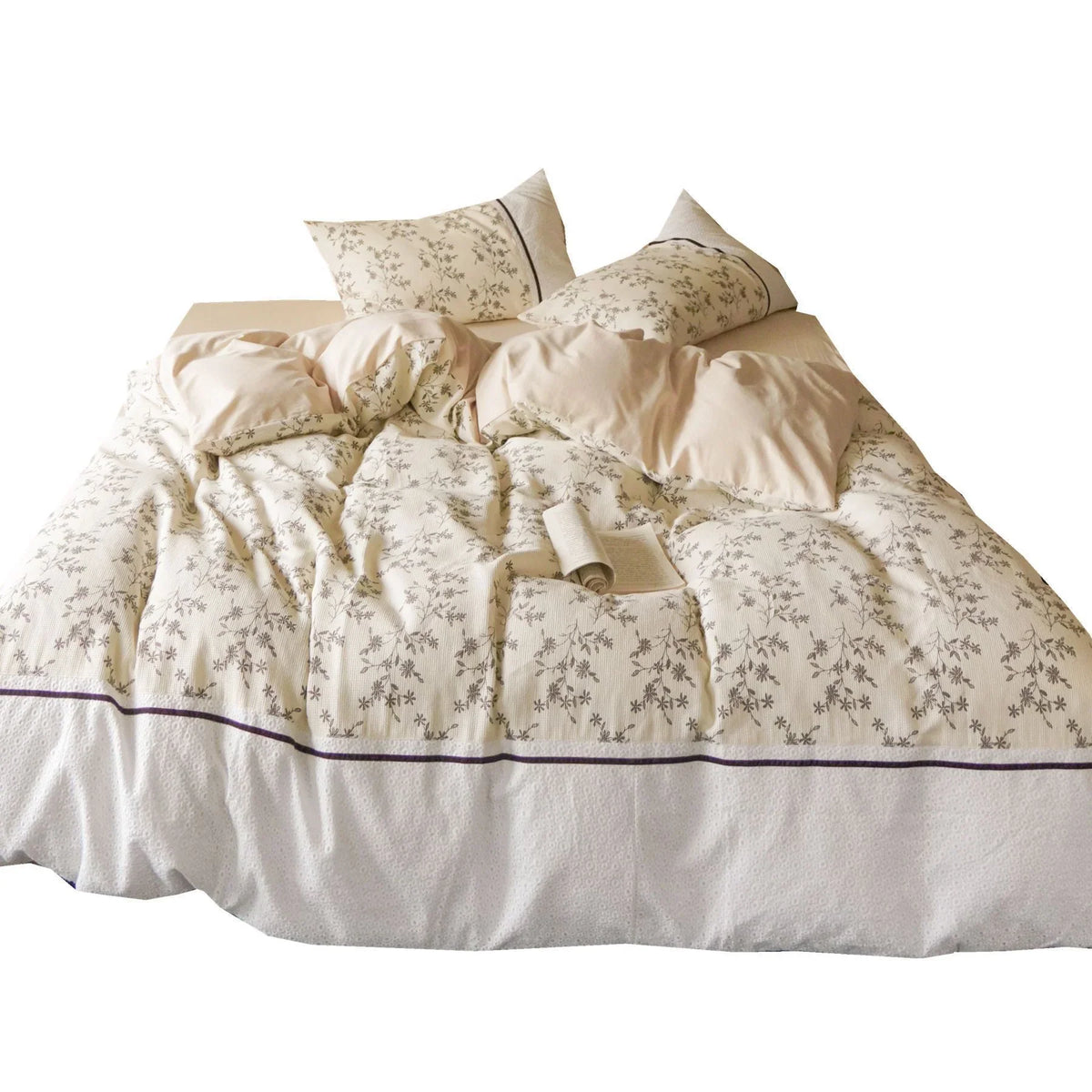 Duvet Cover Set Cotton Waffle Floral Four-Piece Set