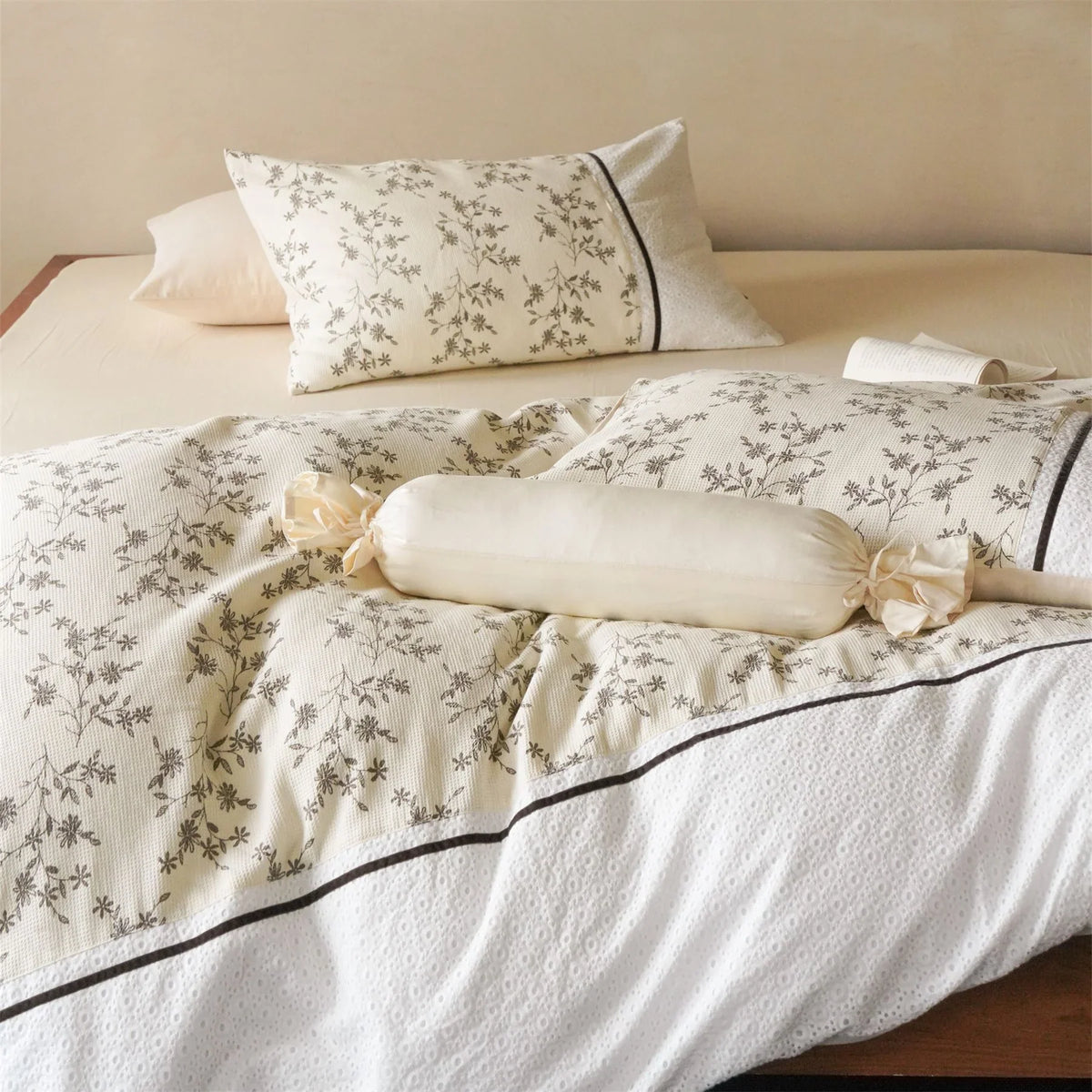Duvet Cover Set Cotton Waffle Floral Four-Piece Set