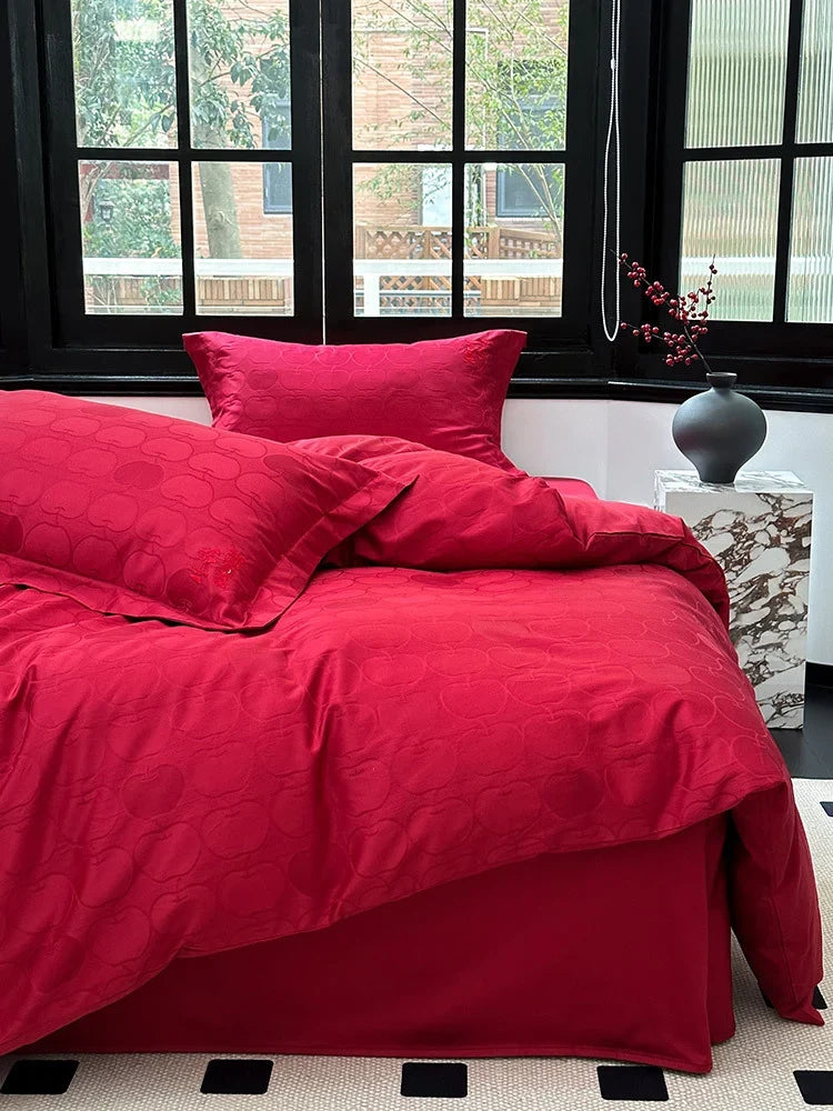 Duvet Cover Set Jacquard Cotton-Satin Concealed Zipper