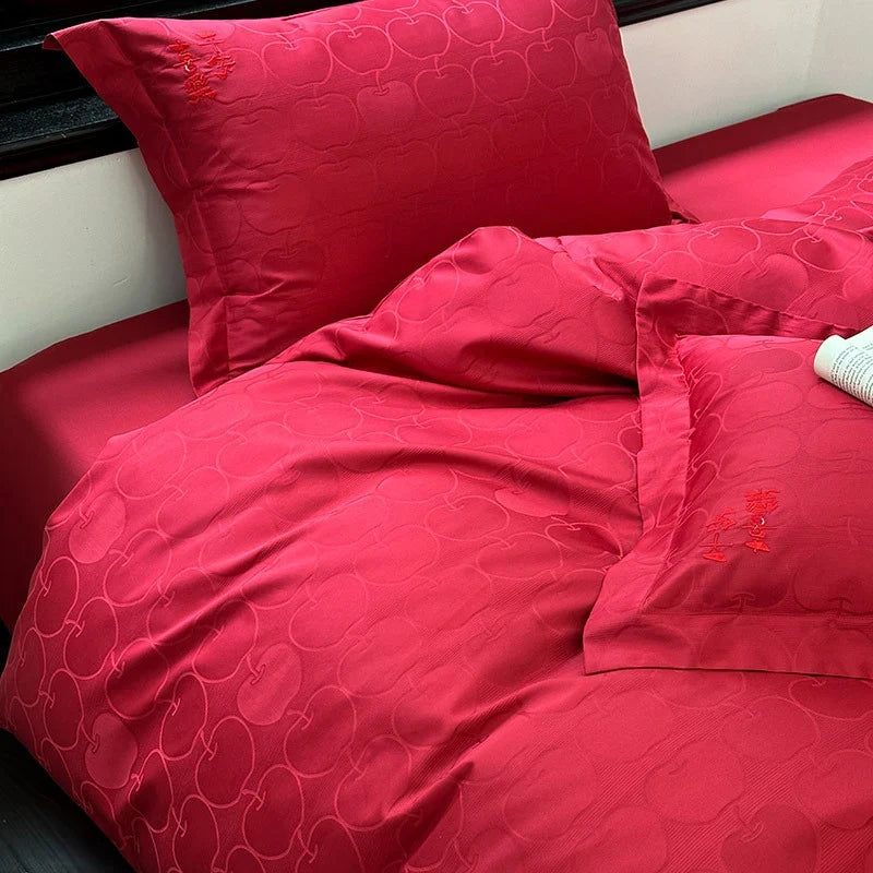 Duvet Cover Set Jacquard Cotton-Satin Concealed Zipper