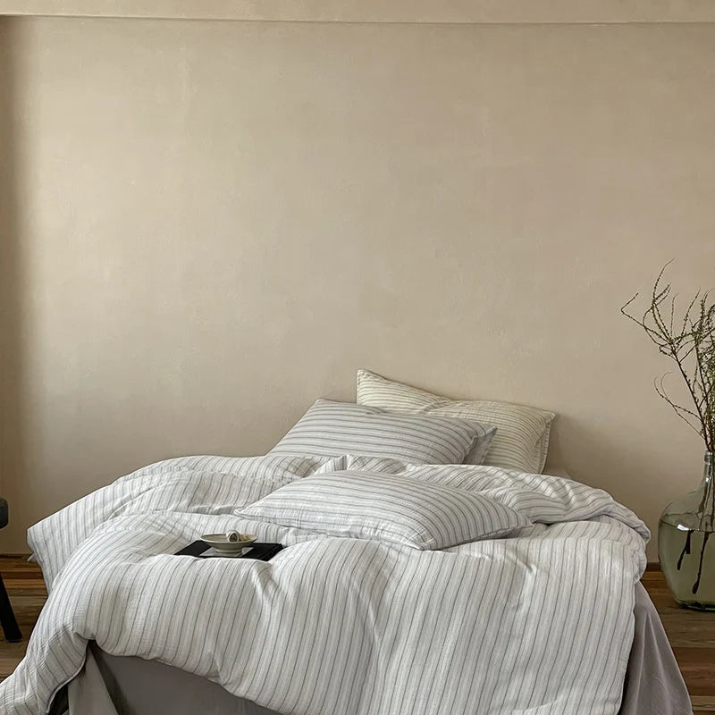 Duvet Cover Set Linen-Look Breathable & Wrinkle-Resistant 4-Piece