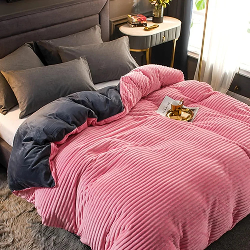 Duvet Cover Set Plush Brushed Winter-Weight Includes 2 Pillowcases