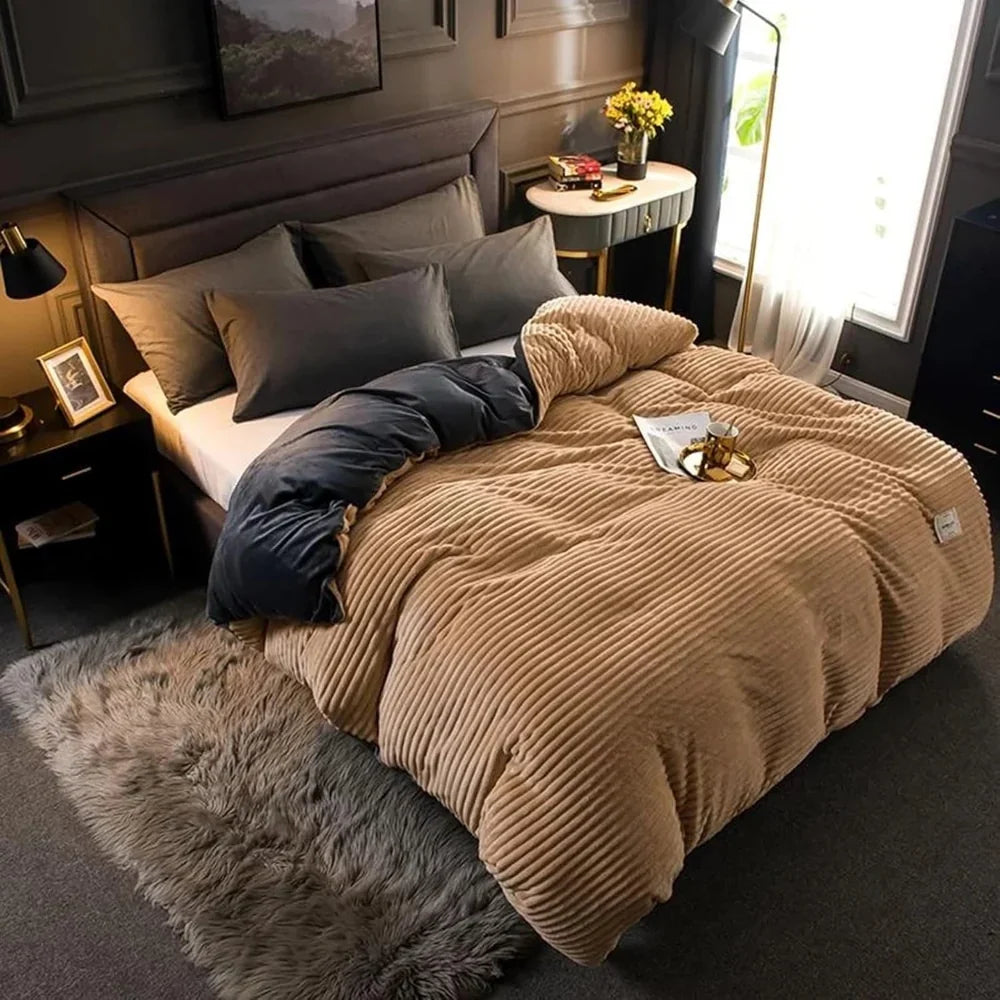 Duvet Cover Set Plush Brushed Winter-Weight Includes 2 Pillowcases
