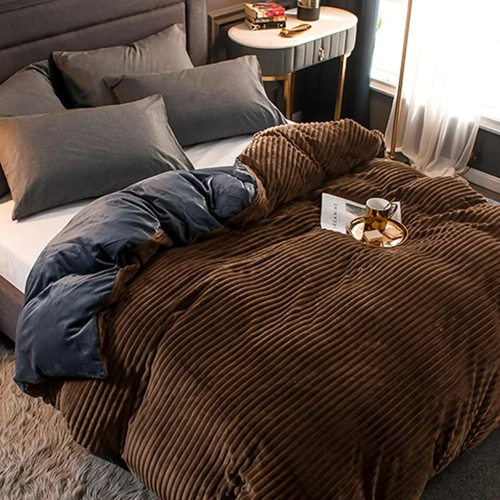 Duvet Cover Set Plush Brushed Winter-Weight Includes 2 Pillowcases