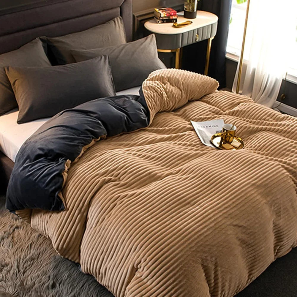 Duvet Cover Set Plush Brushed Winter-Weight Includes 2 Pillowcases