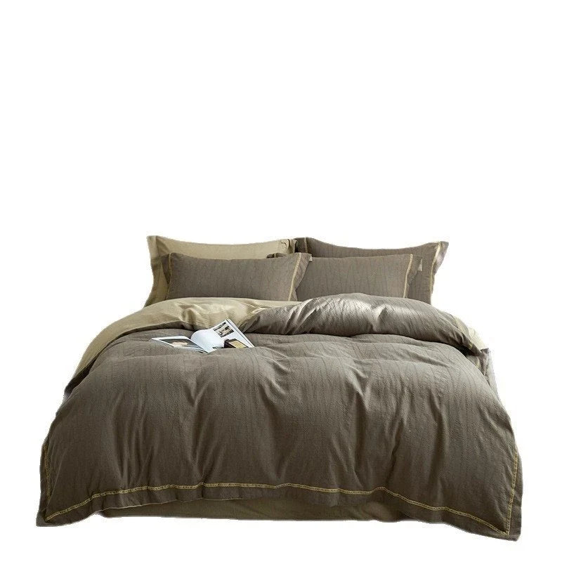 Duvet Cover Set Quilted Cotton Reversible 4-Piece