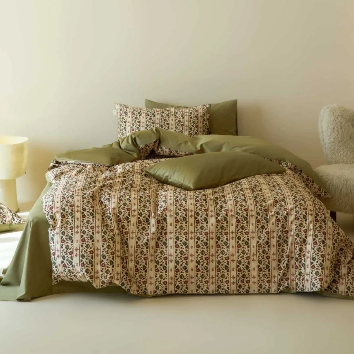 Duvet Cover Set Reversible Cotton Blend Machine Washable