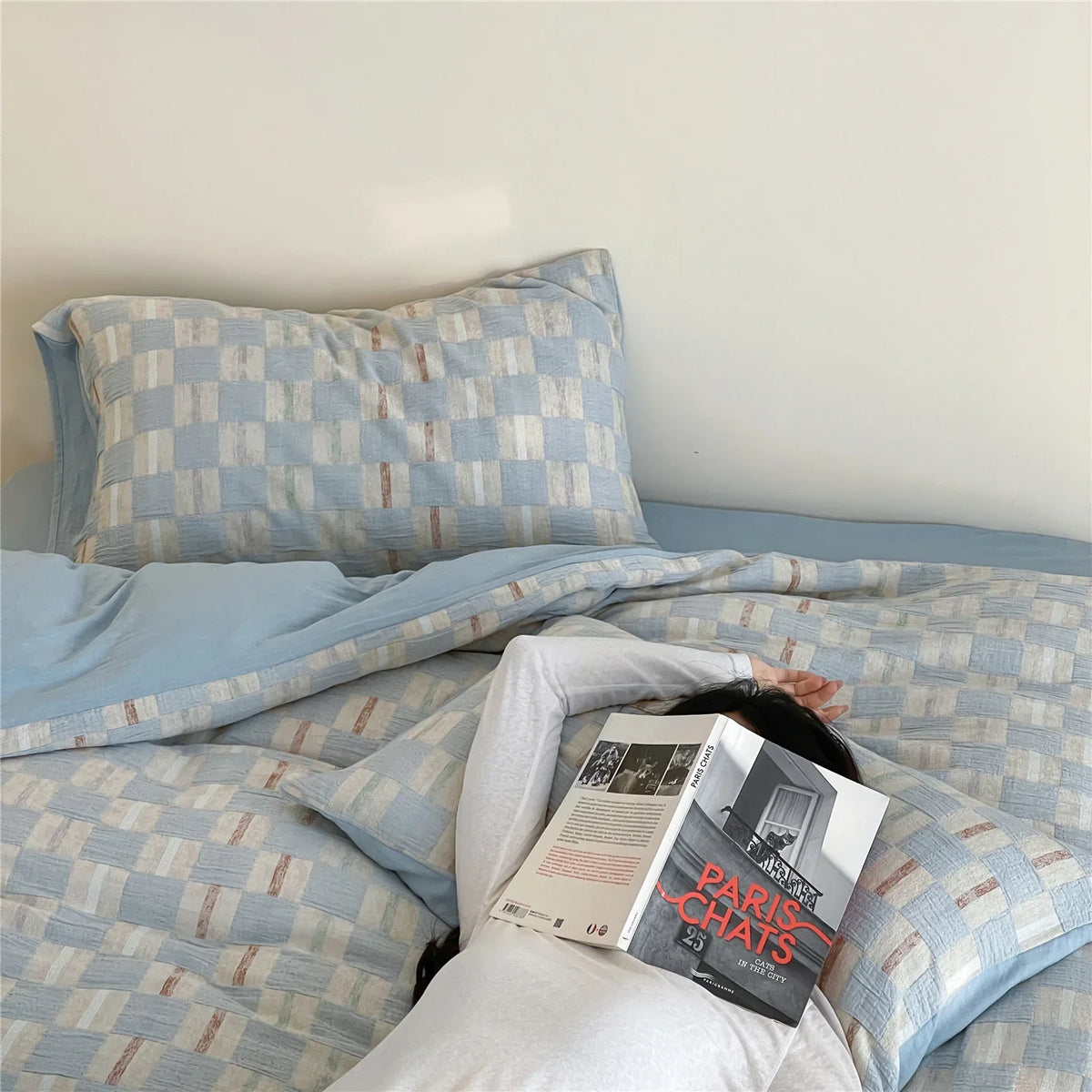 Duvet Cover Set Reversible Cotton Percale 4-Piece