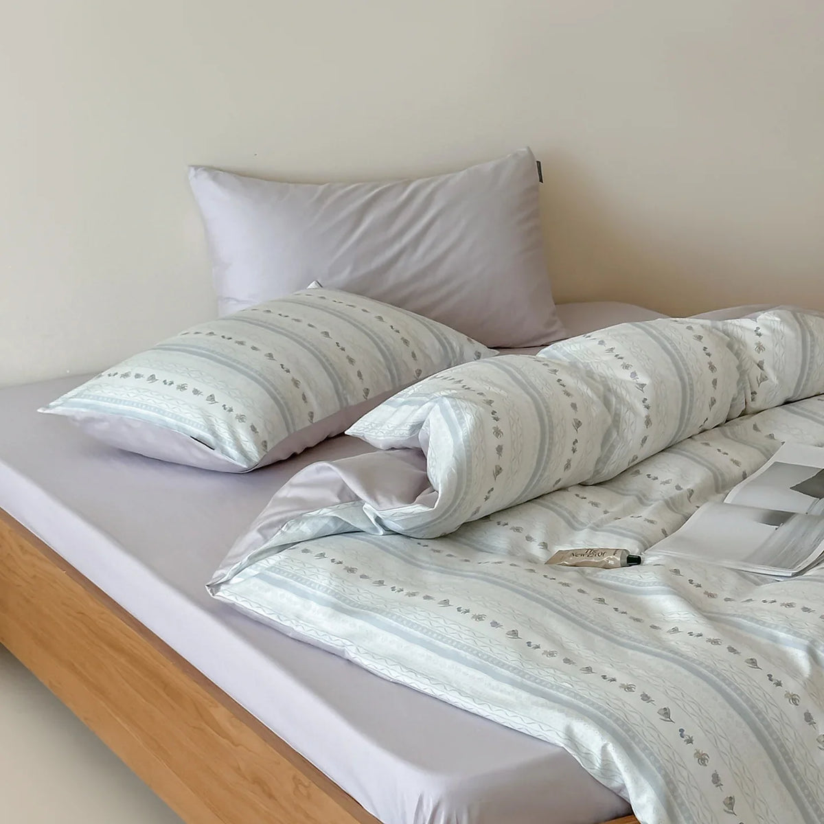 Duvet Cover Set Reversible Cotton Percale Hidden Zipper 4-Piece