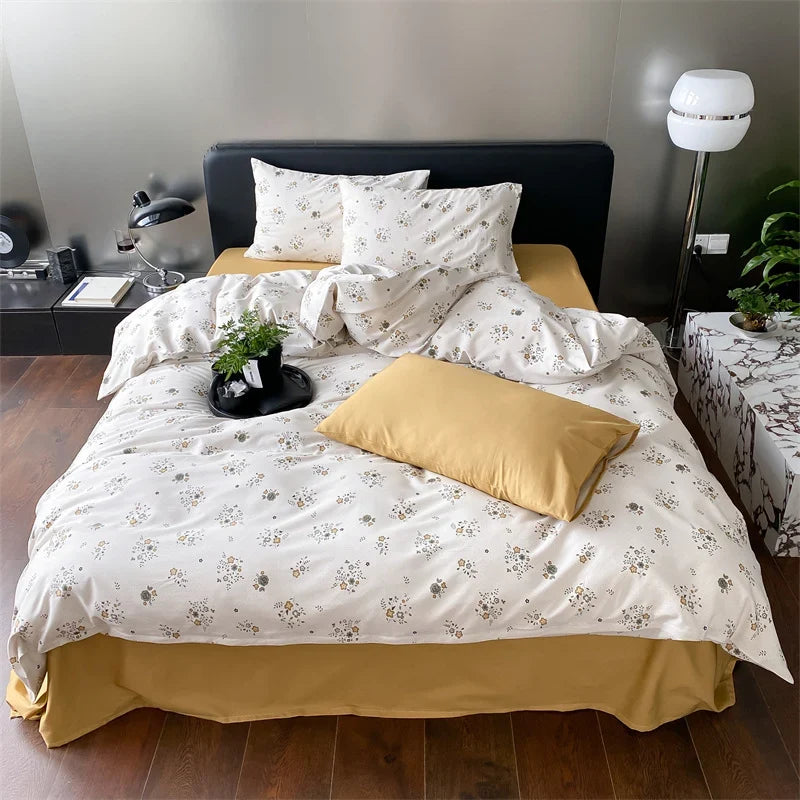 Duvet Cover Set Reversible Cotton Percale Set of 4