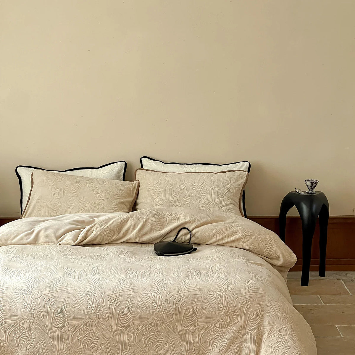 Duvet Cover Set Reversible Cotton Satin Contrast Piping