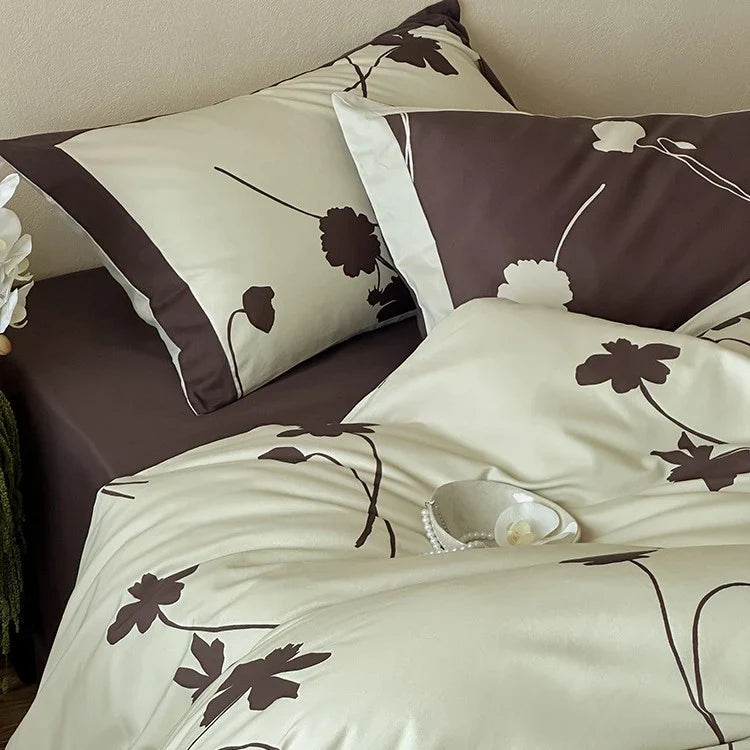 Duvet Cover Set Reversible Cotton Satin Floral Machine Washable