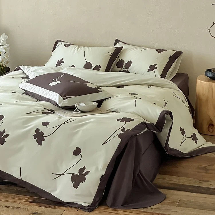 Duvet Cover Set Reversible Cotton Satin Floral Machine Washable