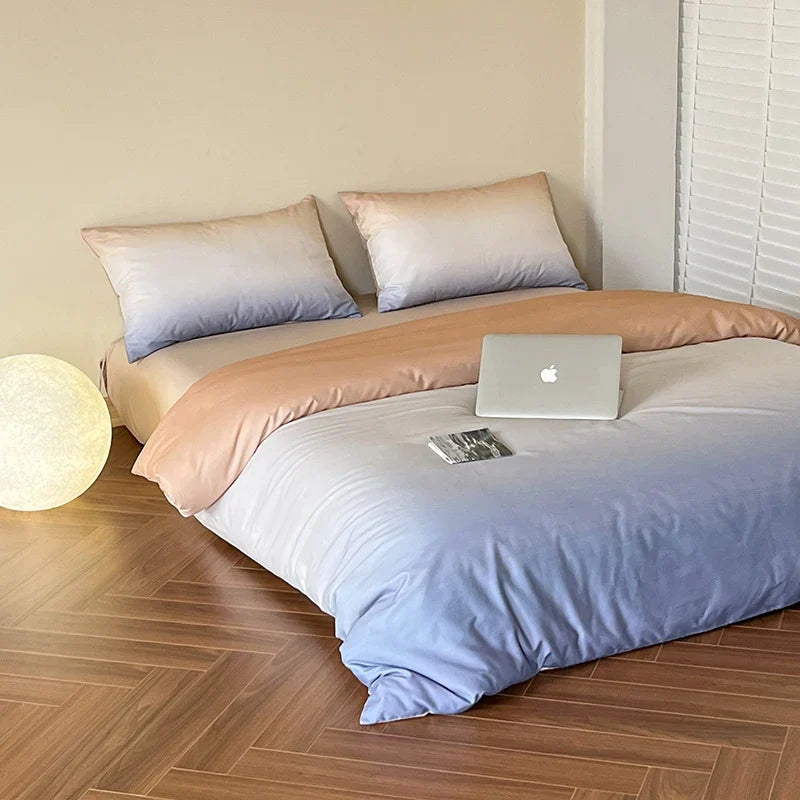 Duvet Cover Set Reversible Ombre Cotton Satin