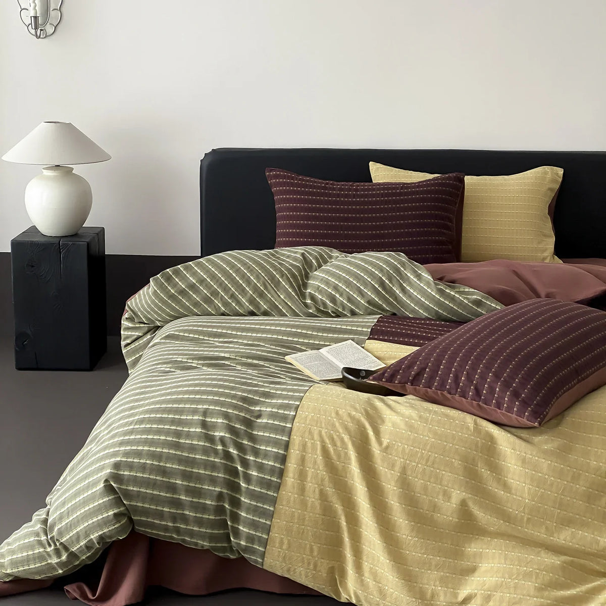 Duvet Cover Set Reversible Quilted Cotton With Pillowcases