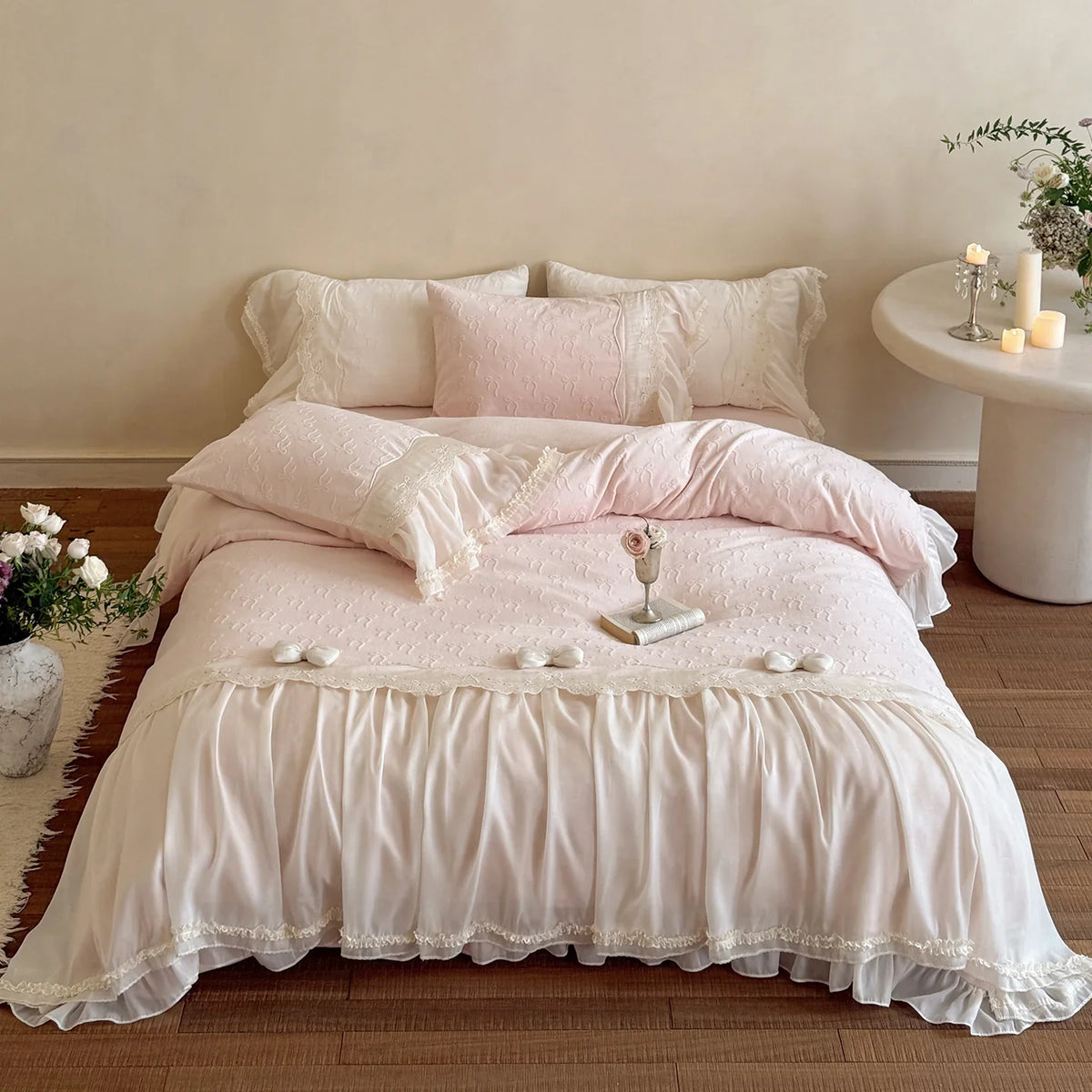 Duvet Cover Set Ruffles & Lace Breathable Machine Washable