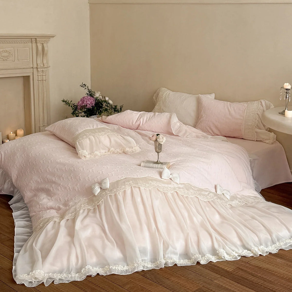 Duvet Cover Set Ruffles & Lace Breathable Machine Washable