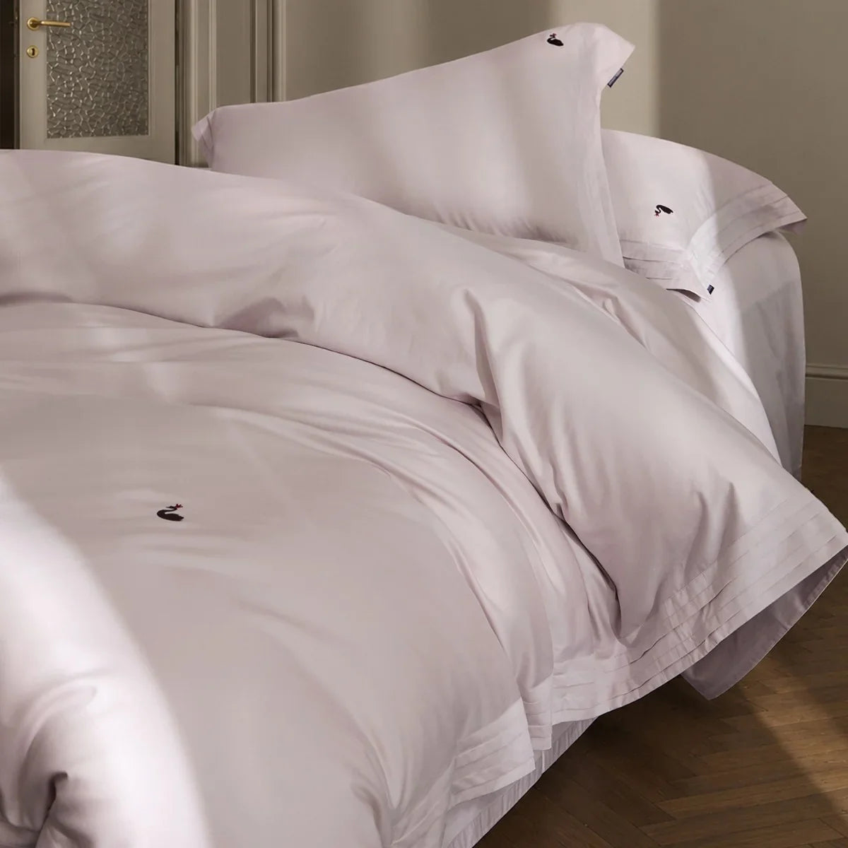 Duvet Cover Set Satin-Feel Mako Cotton Monogram Embroidery