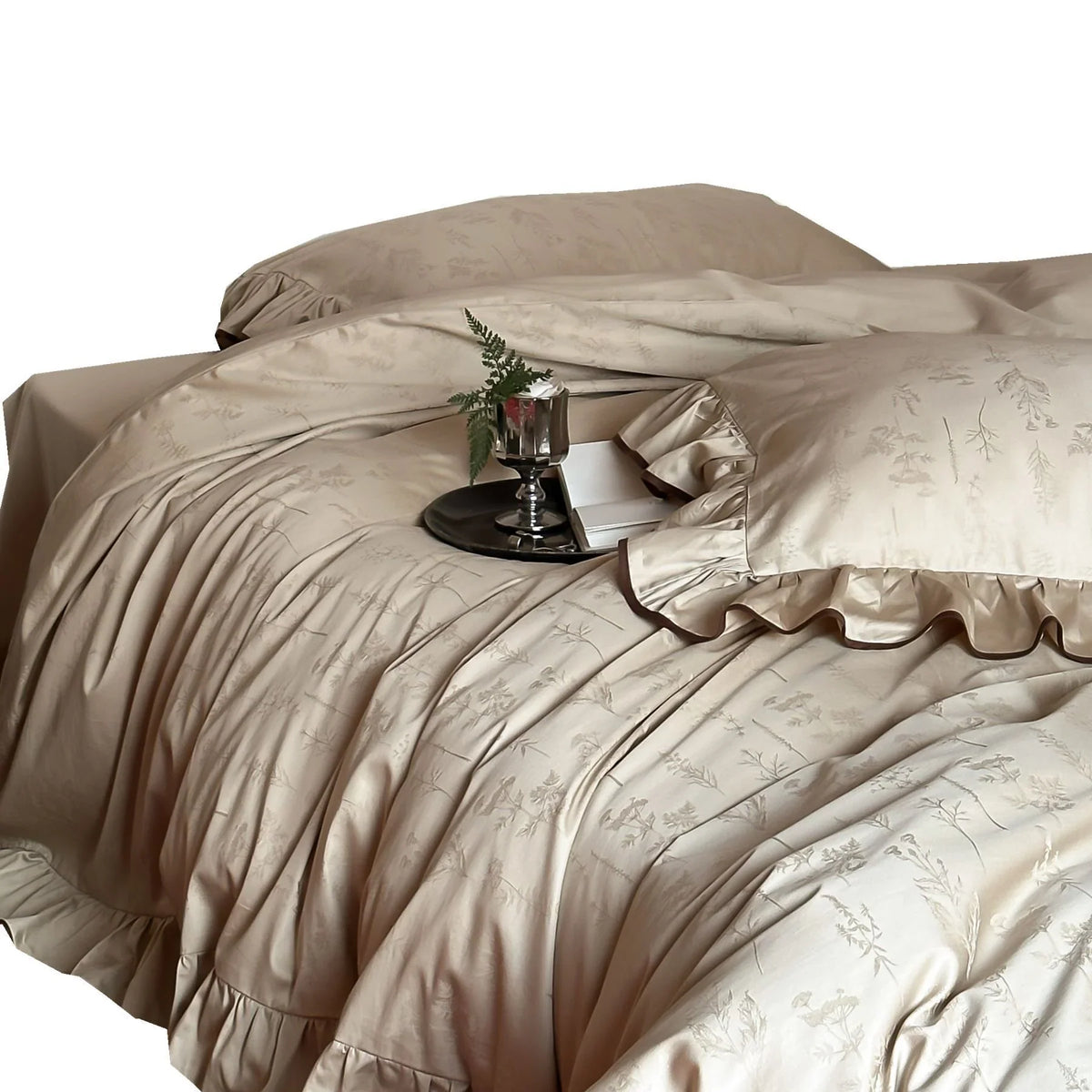 Duvet Cover Set Satin Floral Jacquard 4-Piece