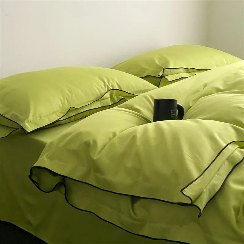 Duvet Cover Set Satin Microfiber 4-Piece Machine Washable