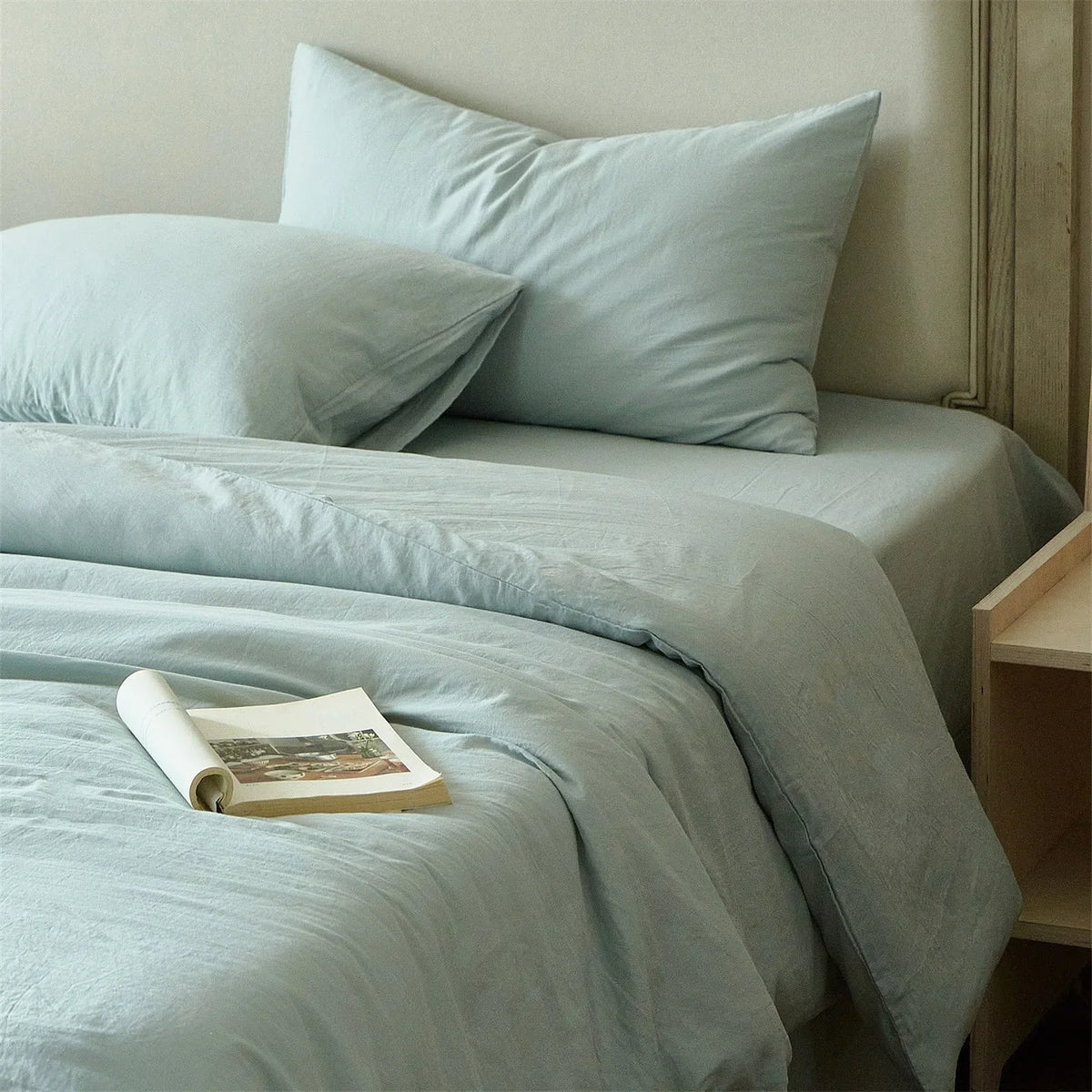 Duvet Cover Set Stonewashed Organic Cotton Concealed Zipper