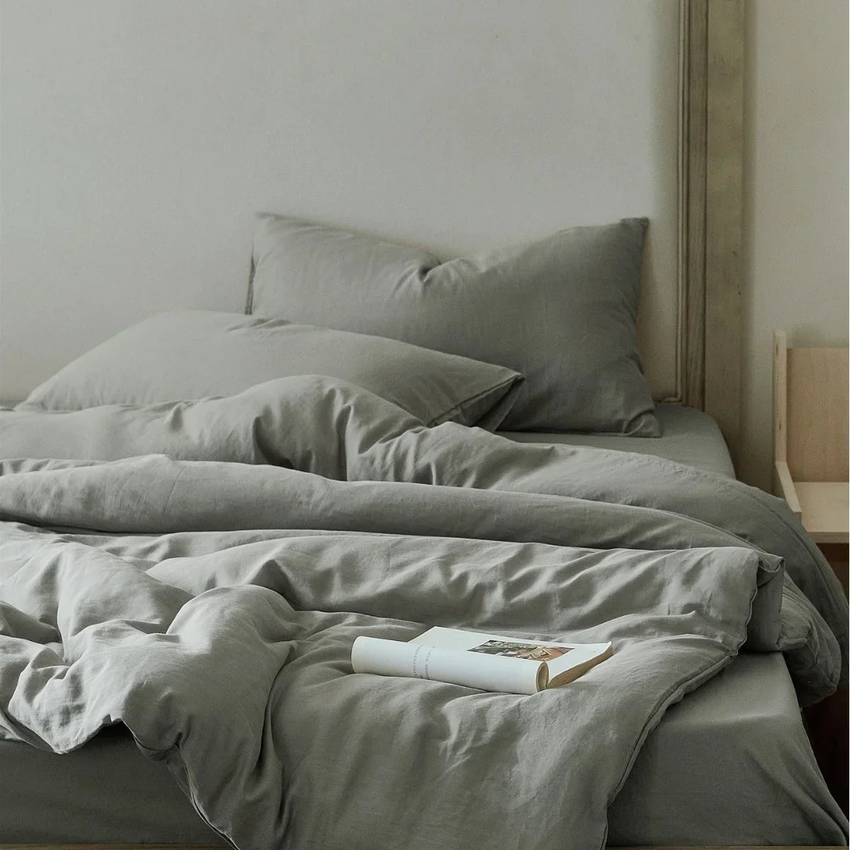 Duvet Cover Set Stonewashed Organic Cotton Concealed Zipper