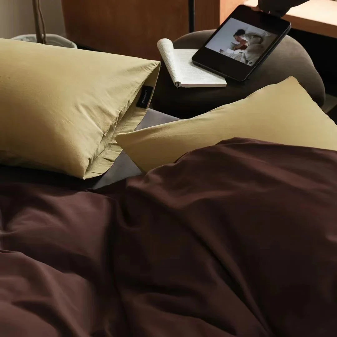 Duvet Cover Set Temperature-Regulating Cotton Satin 4-Piece