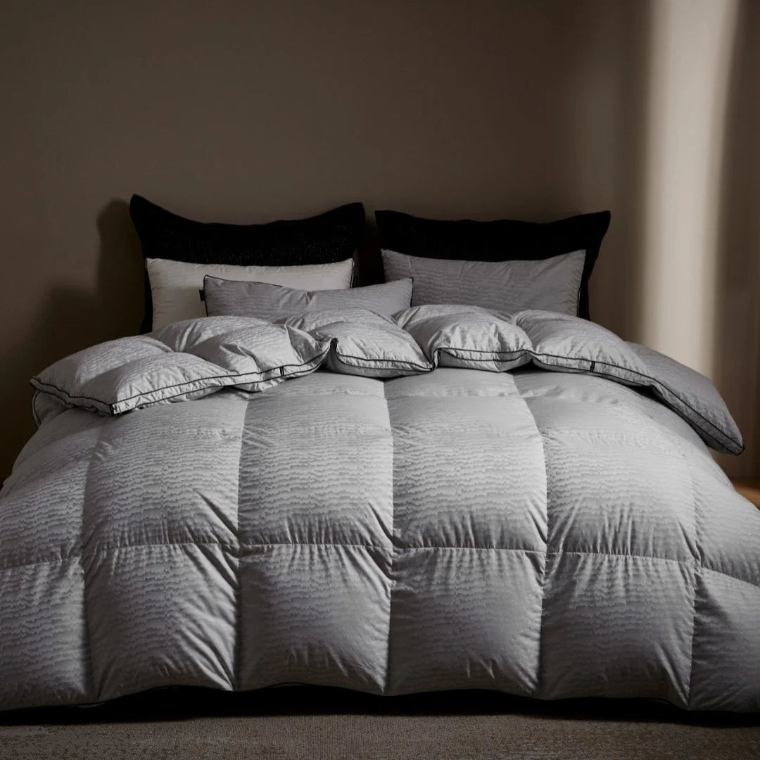 Duvet Goose Down Check Quilted Breathable Lightweight Filling