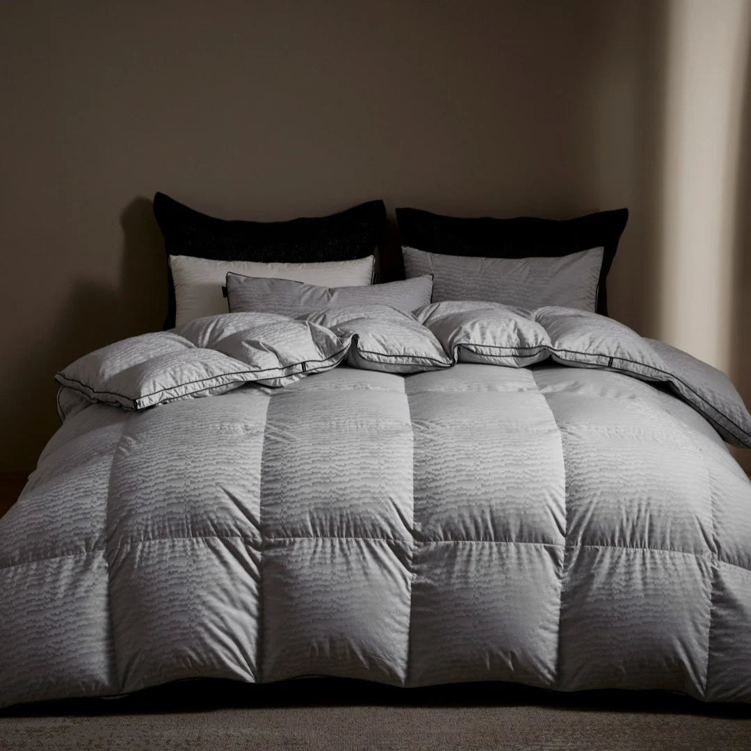 Duvet Goose Down Check Quilted Breathable Lightweight Filling