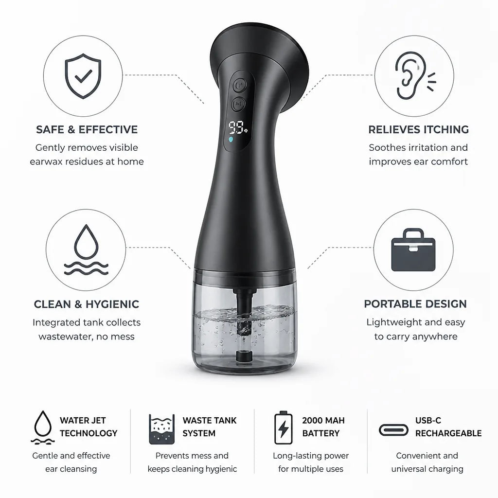 Ear Cleaner Water-Jet Waste Tank Rechargeable USB-C