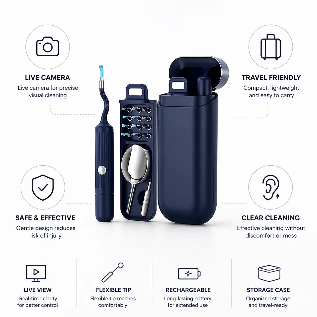 Ear Cleaning Camera Live View Flexible & Travel-Friendly
