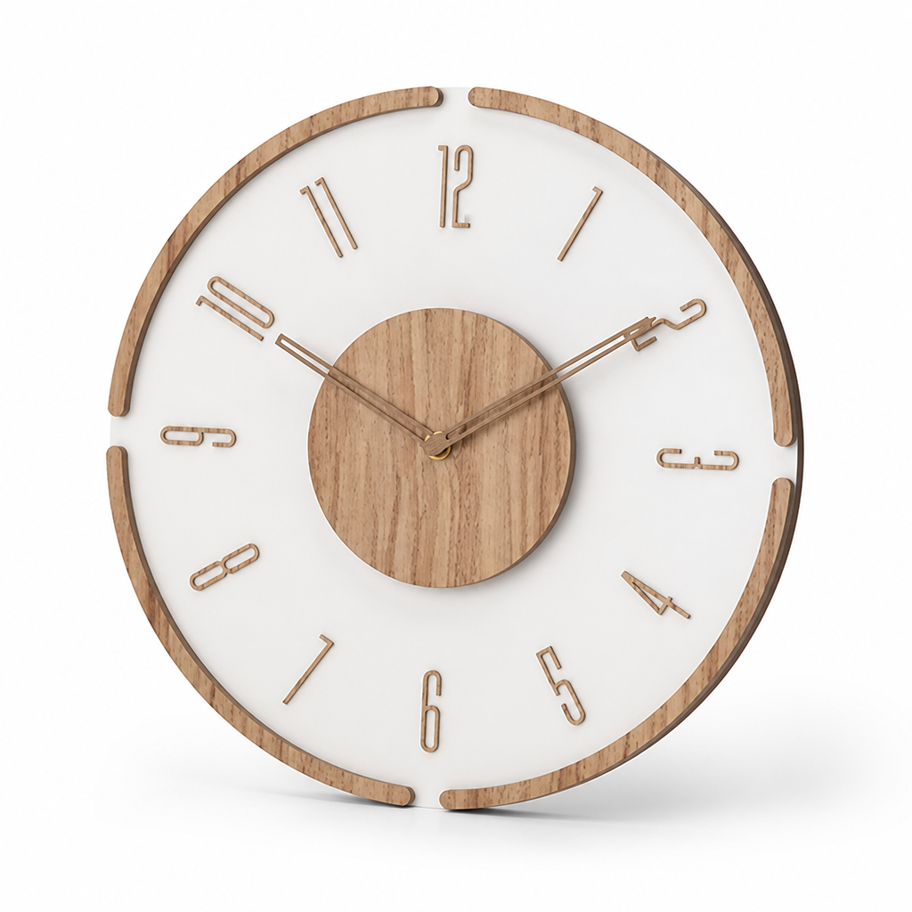 Easy-To-Read Scandinavian Wood Wall Clock (35 cm)