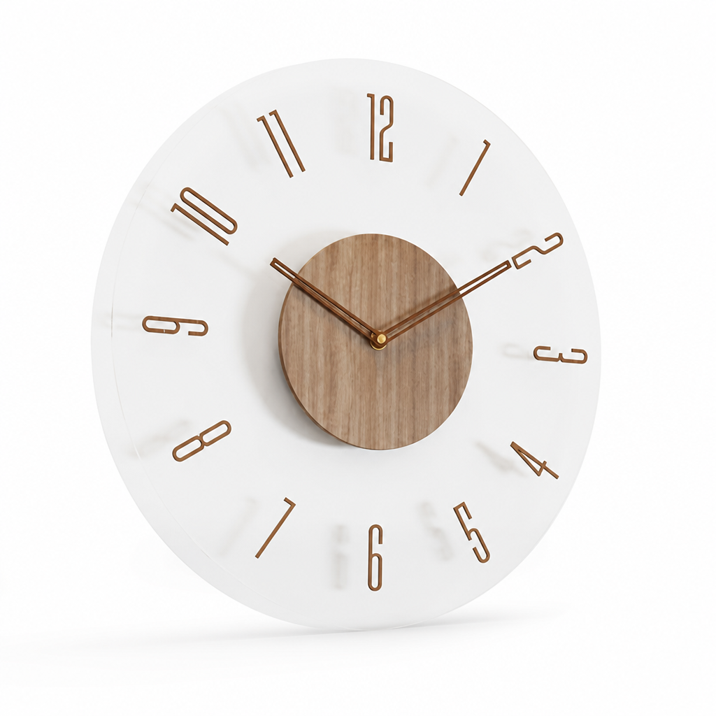 Easy-To-Read Scandinavian Wood Wall Clock (35 cm)