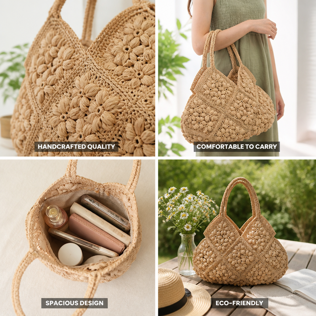 Eco-Friendly Handcrafted Floral Handbag